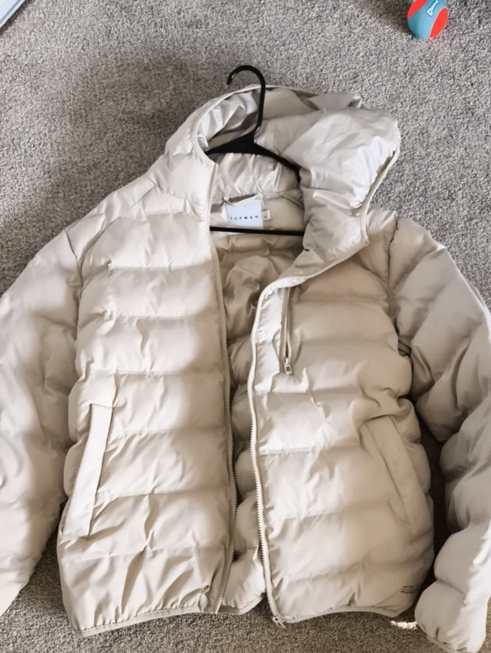 Topman Cream Quilted Puffer Jacket